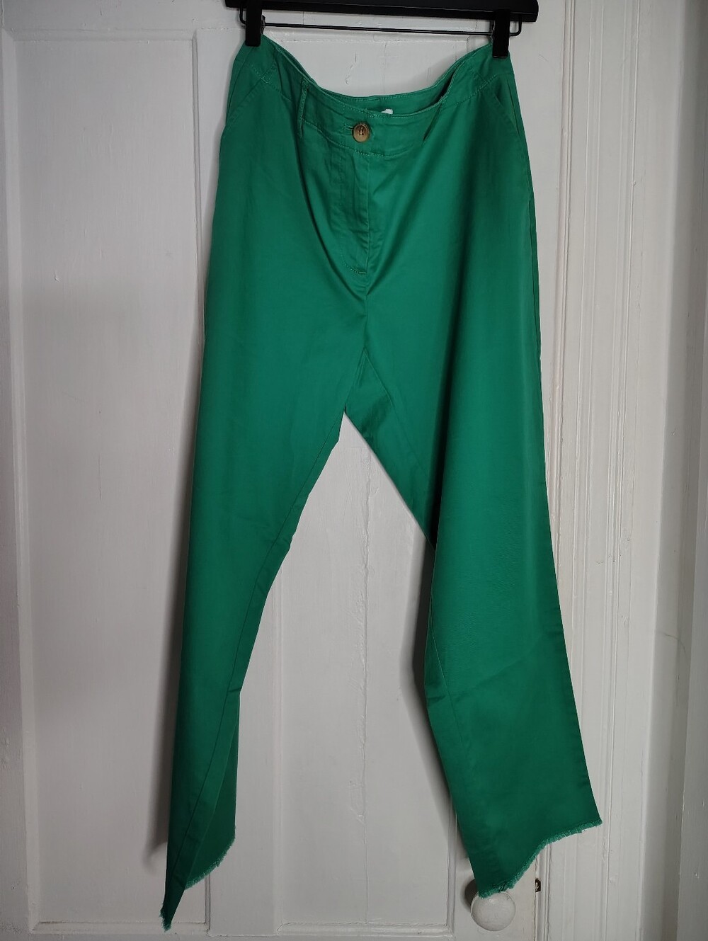 NWT J. Jill Nephrite Jade Green High Rise Chino Fringe Ankle Pants Womens 12